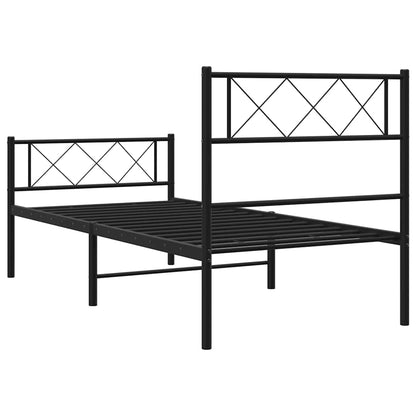Metal Bed Frame without Mattress with Footboard Black 100x190cm