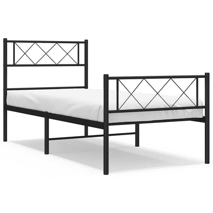 Metal Bed Frame without Mattress with Footboard Black 100x200cm