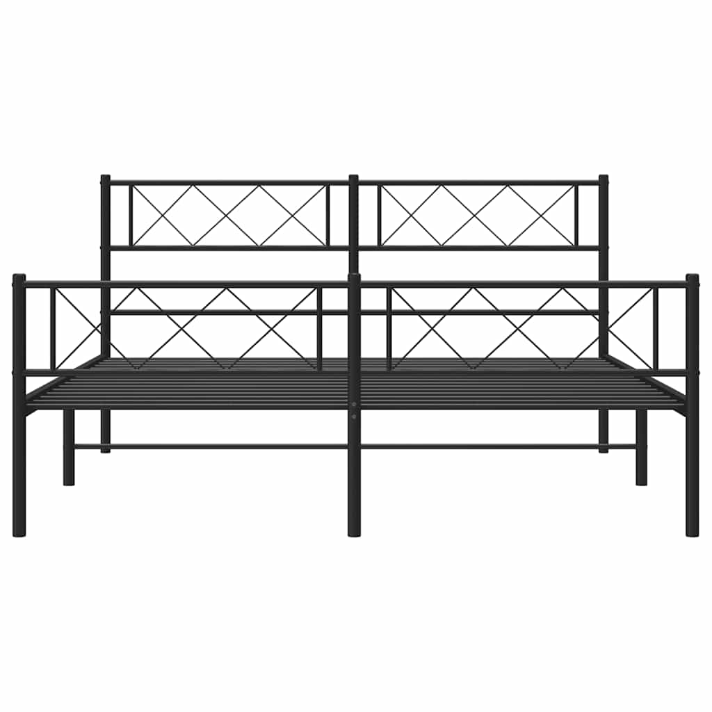 Metal Bed Frame without Mattress with Footboard Black 120x190cm