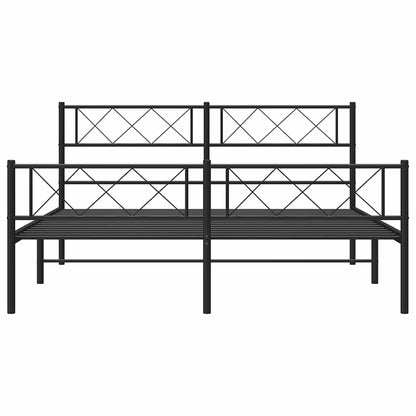 Metal Bed Frame without Mattress with Footboard Black 120x190cm