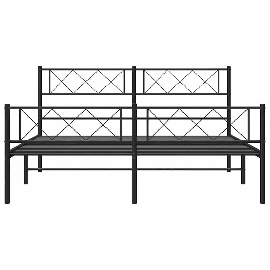 Metal Bed Frame without Mattress with Footboard Black 120x200cm