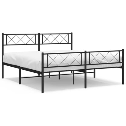 Metal Bed Frame without Mattress with Footboard Black 140x200cm