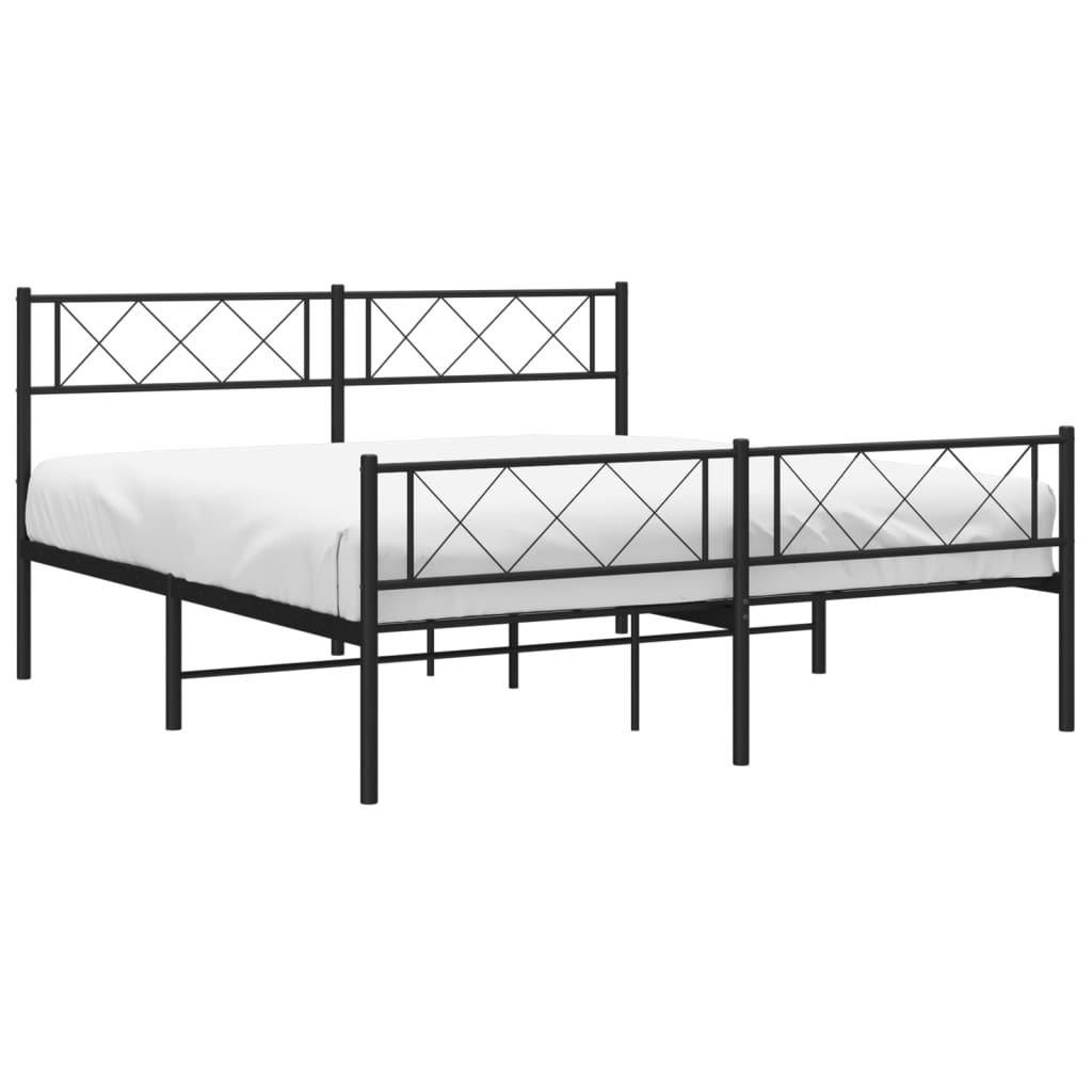 Metal Bed Frame without Mattress with Footboard Black 140x200cm