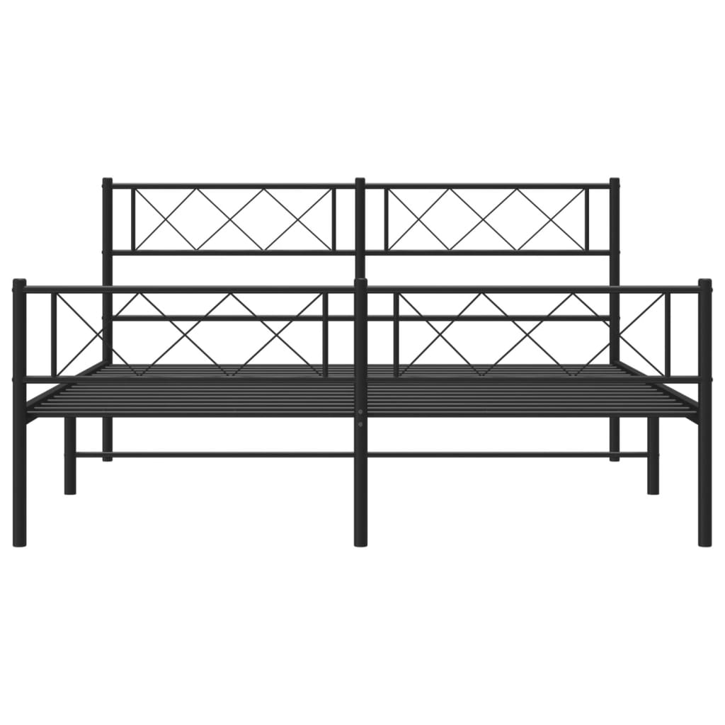 Metal Bed Frame without Mattress with Footboard Black 140x200cm
