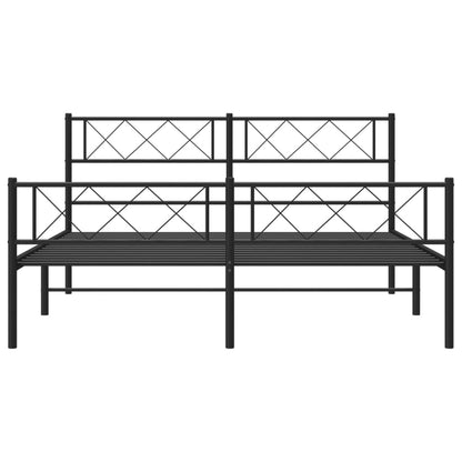Metal Bed Frame without Mattress with Footboard Black 140x200cm