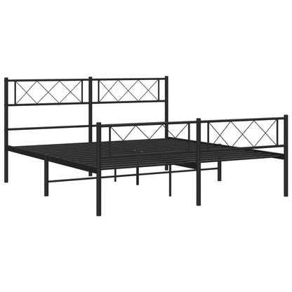 Metal Bed Frame without Mattress with Footboard Black 140x200cm