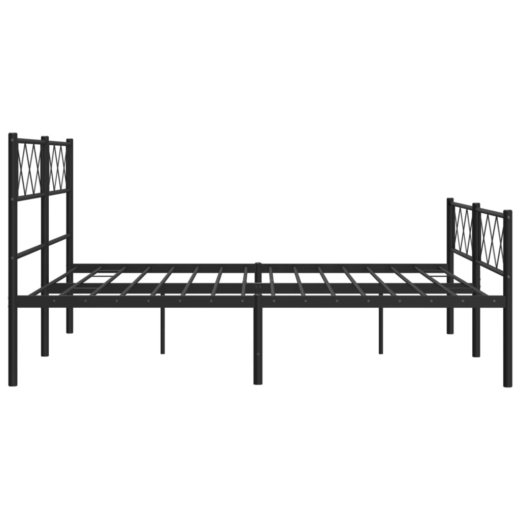 Metal Bed Frame without Mattress with Footboard Black 140x200cm