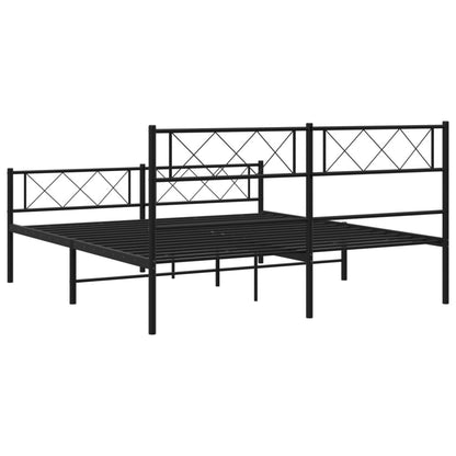 Metal Bed Frame without Mattress with Footboard Black 140x200cm