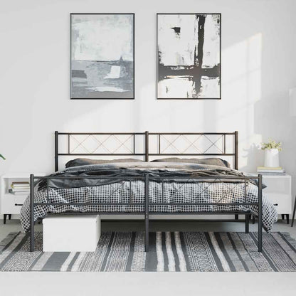 Metal Bed Frame without Mattress with Footboard Black 183x213cm