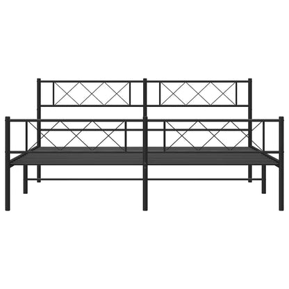 Metal Bed Frame without Mattress with Footboard Black 183x213cm
