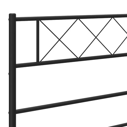 Metal Bed Frame without Mattress with Footboard Black 193x203cm