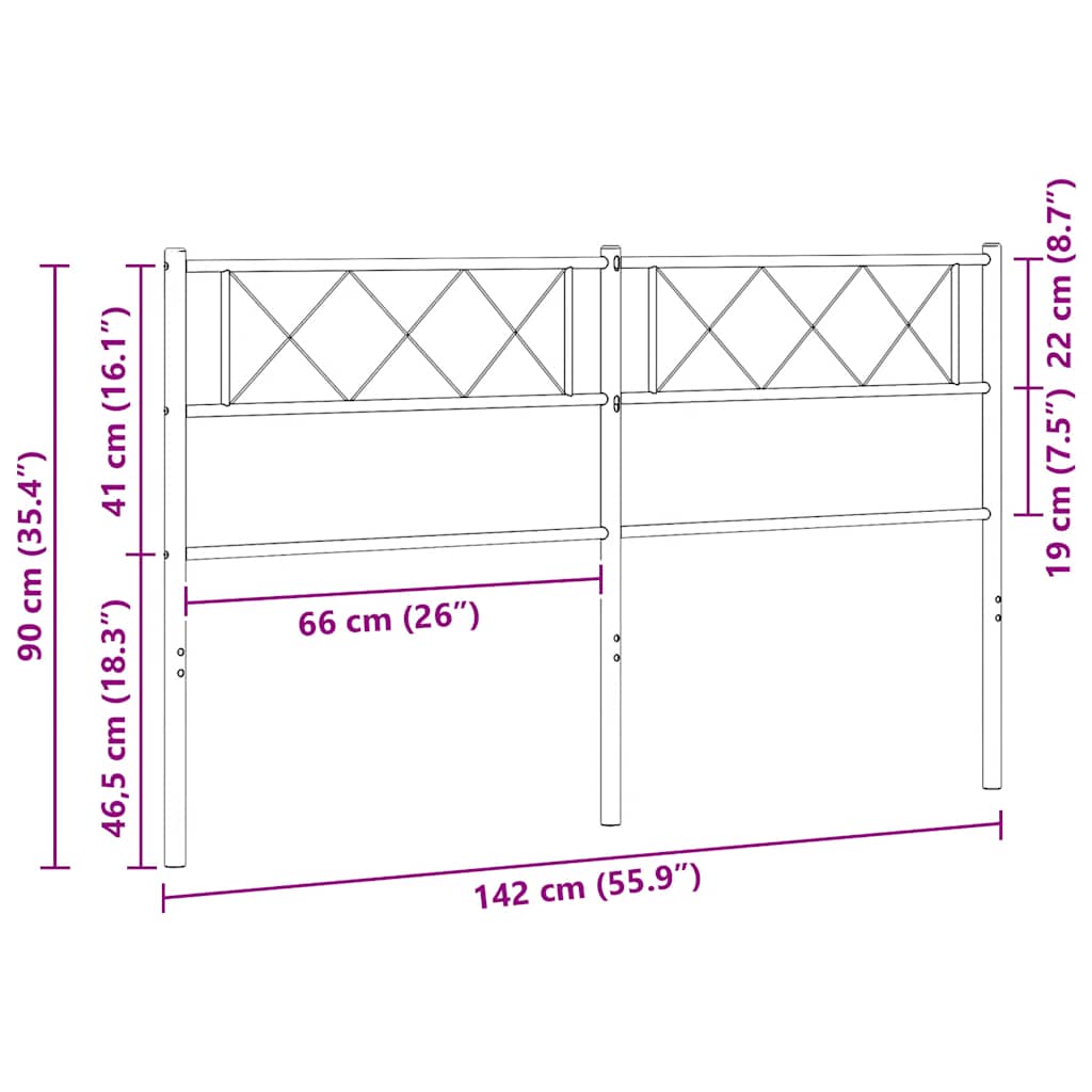 Metal Replace Headboard Black 135 cm