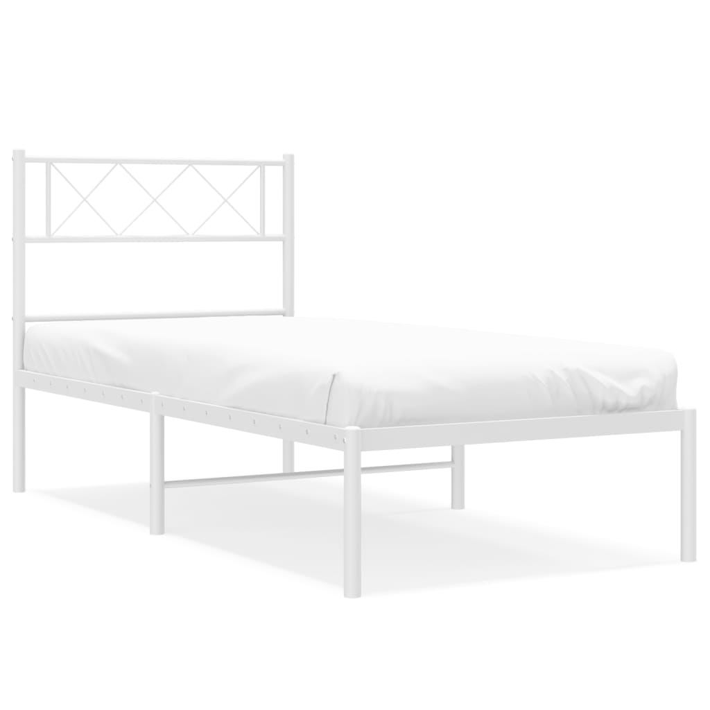 Metal Bed Frame without Mattress with Headboard White 80x200cm