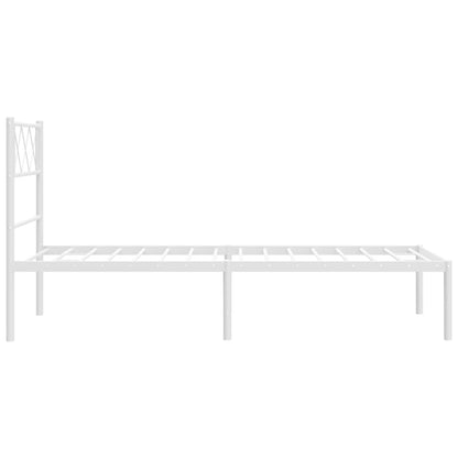 Metal Bed Frame without Mattress with Headboard White 90x190cm