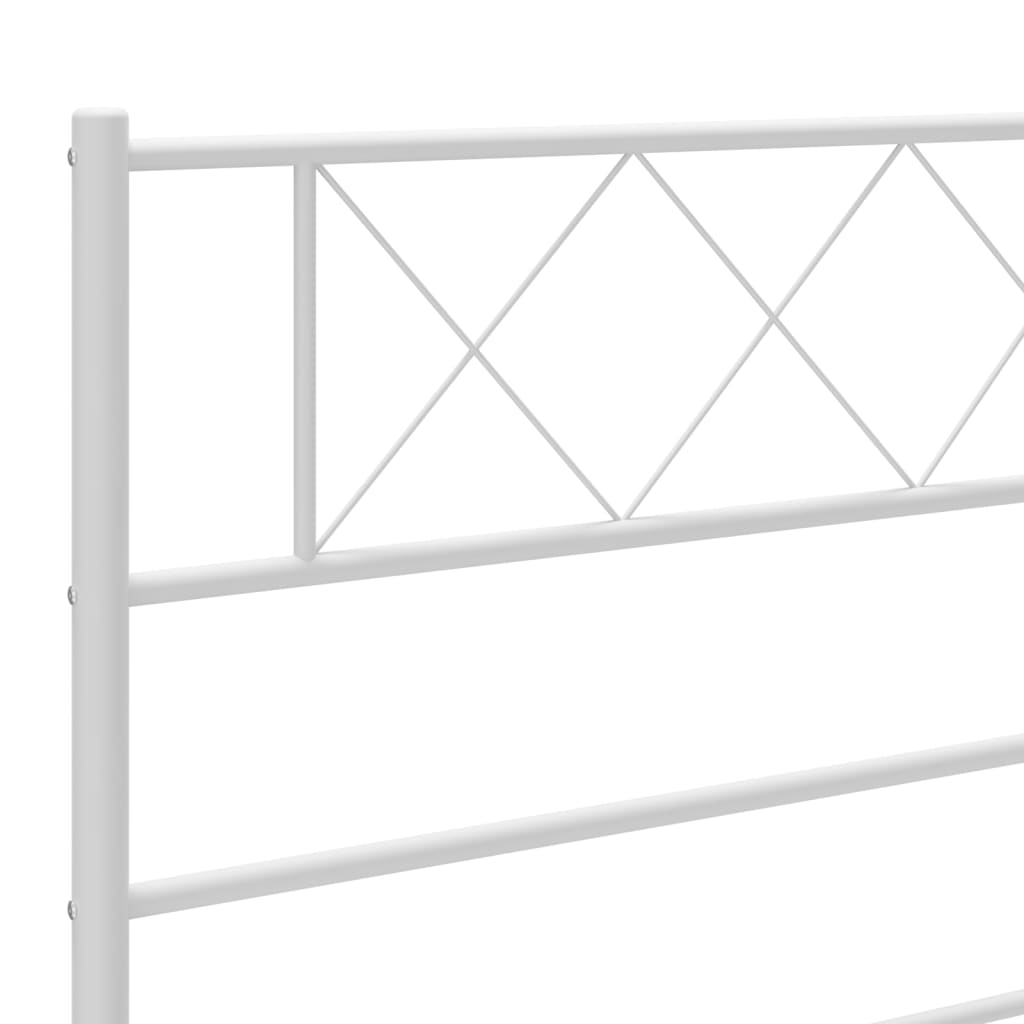 Metal Bed Frame without Mattress with Headboard White 90x190cm