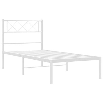Metal Bed Frame without Mattress with Headboard White 90x200cm