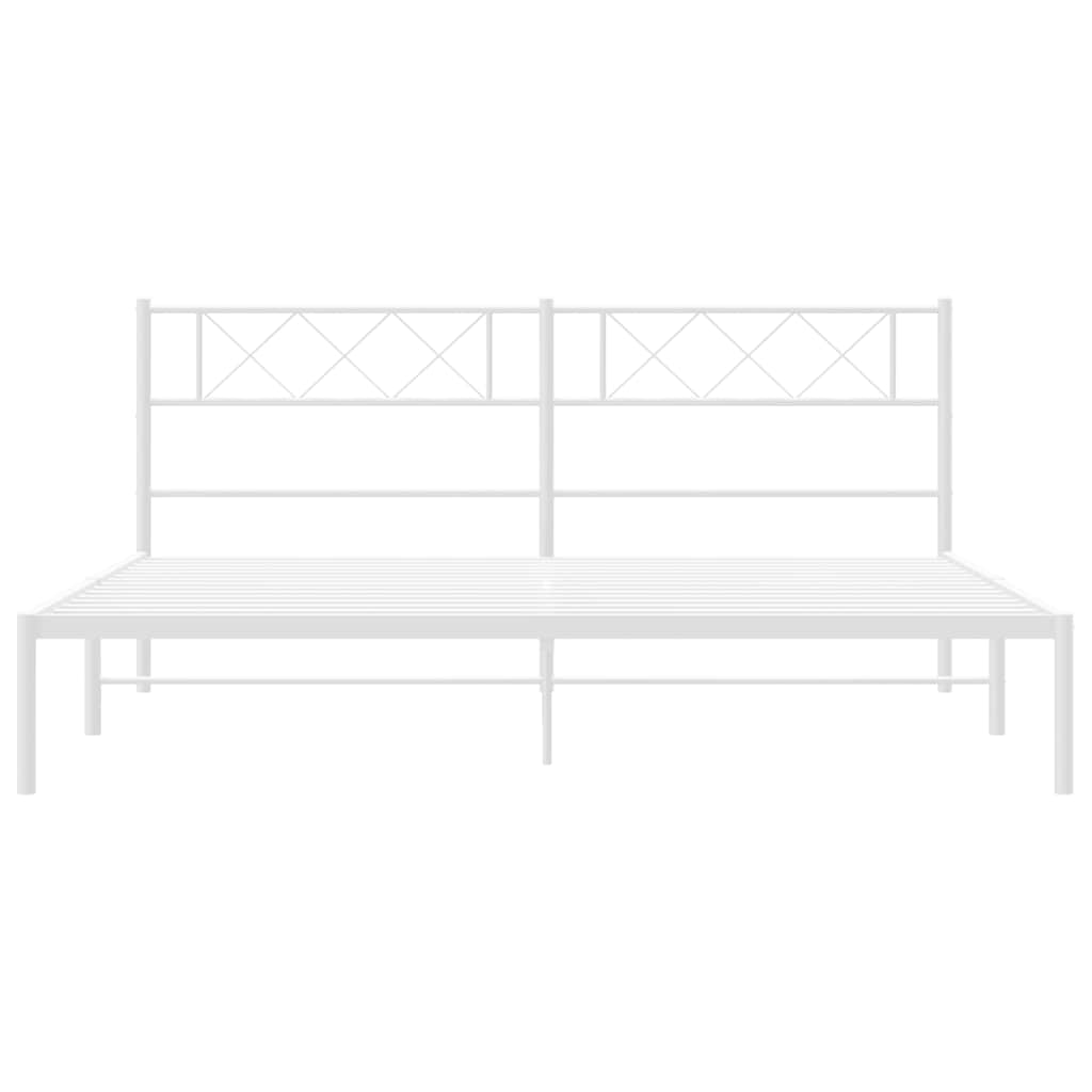 Metal Bed Frame without Mattress with Headboard White 160x200cm