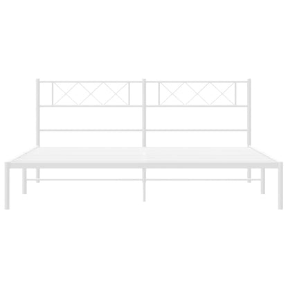 Metal Bed Frame without Mattress with Headboard White 160x200cm