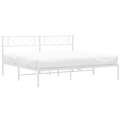Metal Bed Frame without Mattress with Headboard White 183x213cm