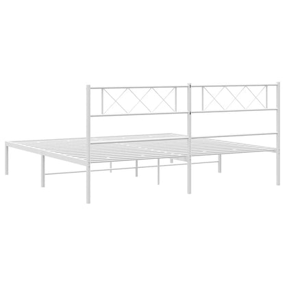 Metal Bed Frame without Mattress with Headboard White 183x213cm