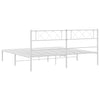 Metal Bed Frame without Mattress with Headboard White 183x213cm