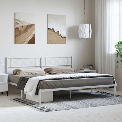 Metal Bed Frame without Mattress with Headboard White 183x213cm