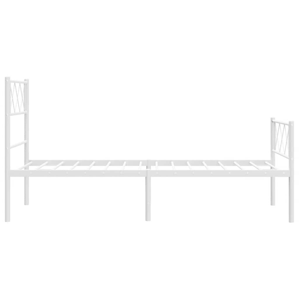 Metal Bed Frame without Mattress with Footboard White 100x190cm
