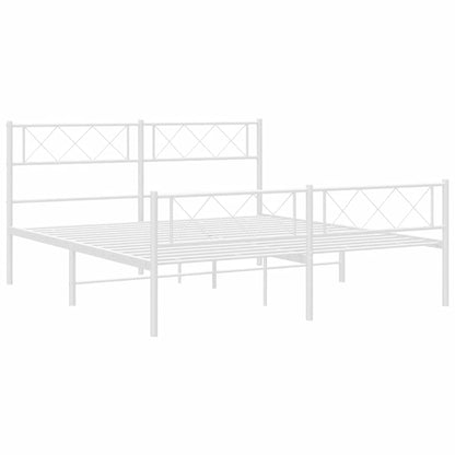 Metal Bed Frame without Mattress with Footboard White 150x200cm