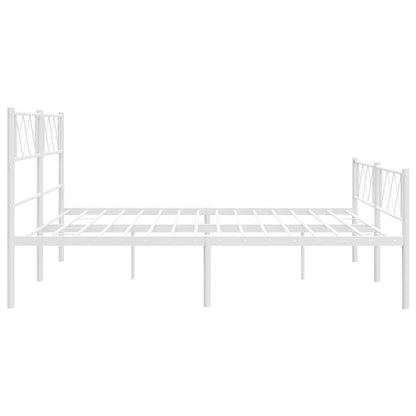 Metal Bed Frame without Mattress with Footboard White 183x213cm