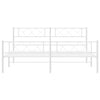 Metal Bed Frame without Mattress with Footboard White 193x203cm