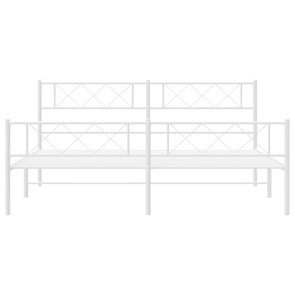 Metal Bed Frame without Mattress with Footboard White 193x203cm