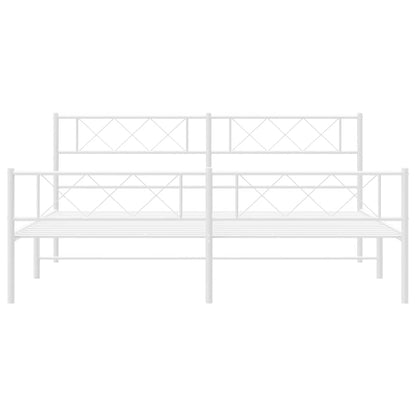 Metal Bed Frame without Mattress with Footboard White 193x203cm