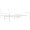 Metal Bed Frame without Mattress with Footboard White 193x203cm