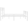 Metal Bed Frame without Mattress with Footboard White 193x203cm