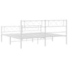 Metal Bed Frame without Mattress with Footboard White 193x203cm