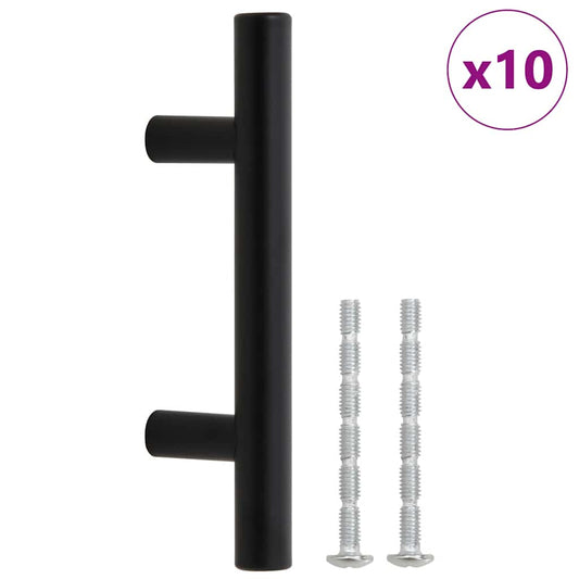 Cabinet Handles 10 pcs Black Hole Centre 64 mm Overall Length 100 mm Stainless Steel