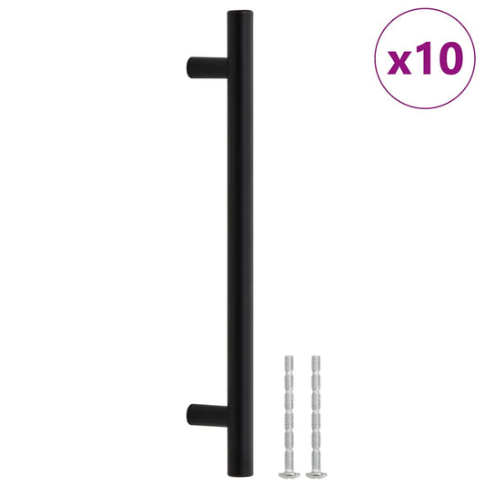Cabinet Handles 10 pcs Black Hole Centre 160 mm Overall Length 224 mm Stainless Steel