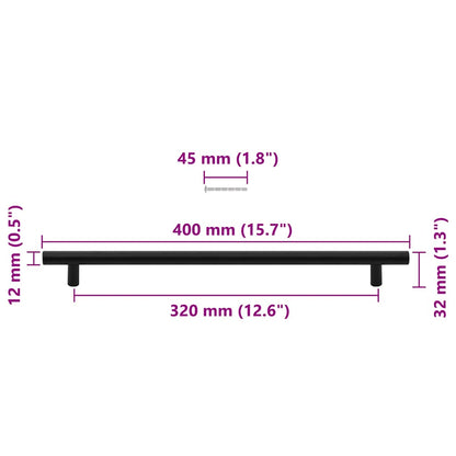 Cabinet Handle | Set of 5 | Black | Stainless Steel | 320 mm | Tough