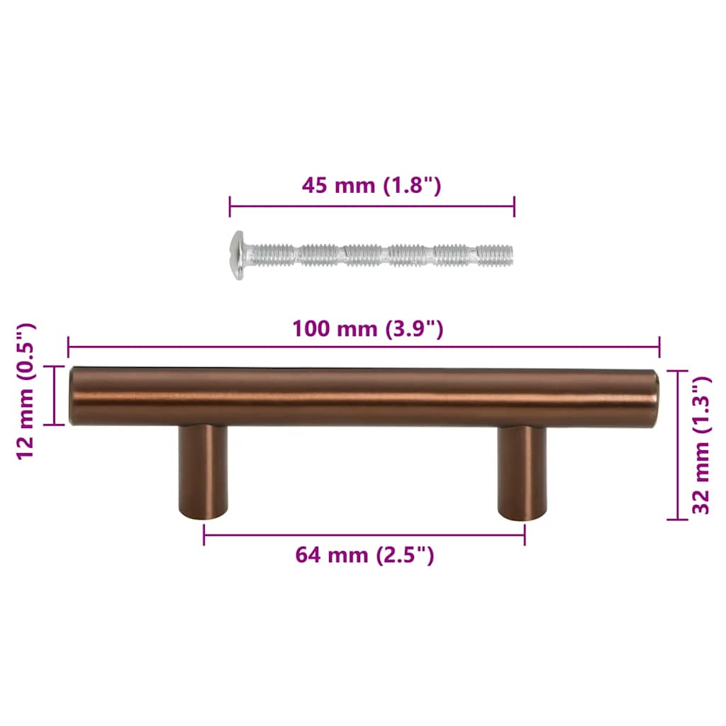 Cabinet Handles 10 pcs Bronze 64 mm Stainless Steel
