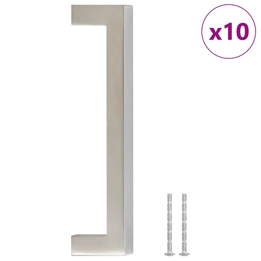 Cabinet Handles 10 pcs Silver 128 mm Stainless Steel