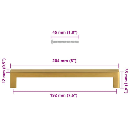 Cabinet Handles 5 pcs Gold 192 mm Stainless Steel