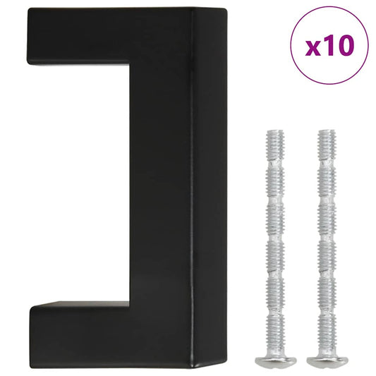 Cabinet Handles 10 pcs Black 64 mm Stainless Steel