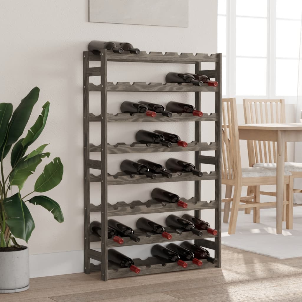 Wine Rack for 56 Bottles Grey Solid Wood Pine