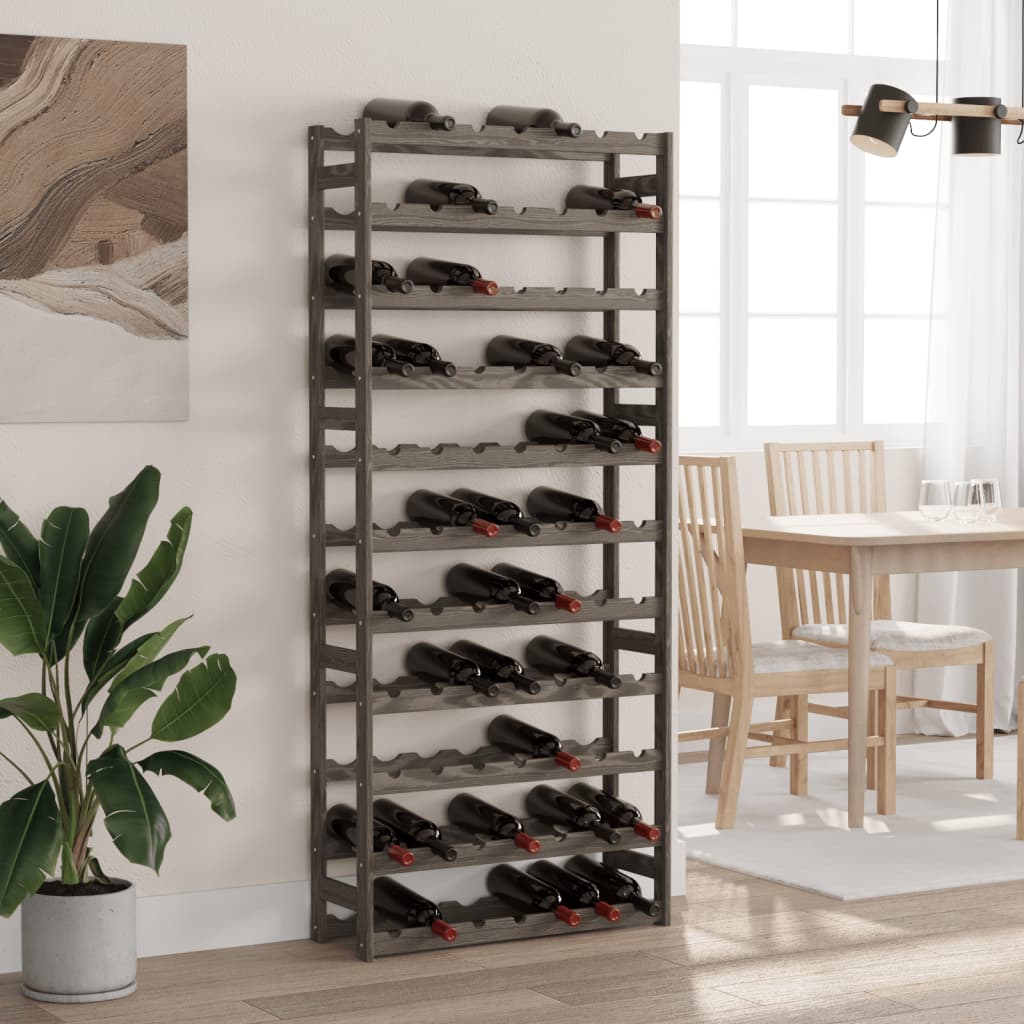 Wine Rack for 77 Bottles Grey Solid Wood Pine