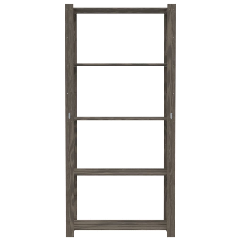 5-Tier Storage Rack Grey 80x38x170 cm Solid Wood Pine