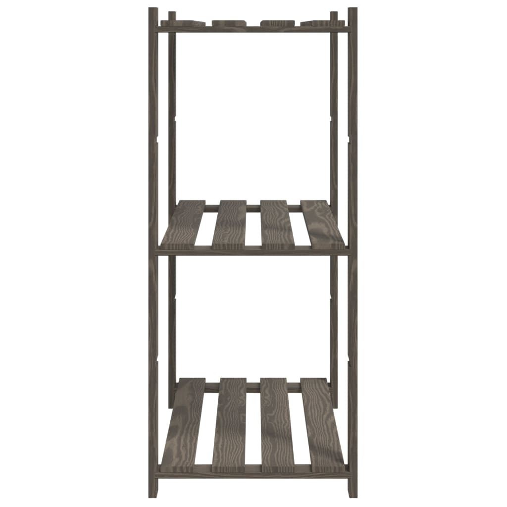 3-Tier Storage Rack Grey 80x38x90 cm Solid Wood Pine