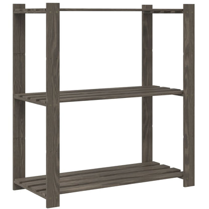 3-Tier Storage Rack Grey 80x38x90 cm Solid Wood Pine