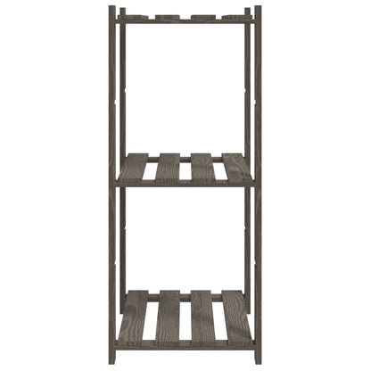 3-Tier Storage Rack Grey 60x38x90 cm Solid Wood Pine