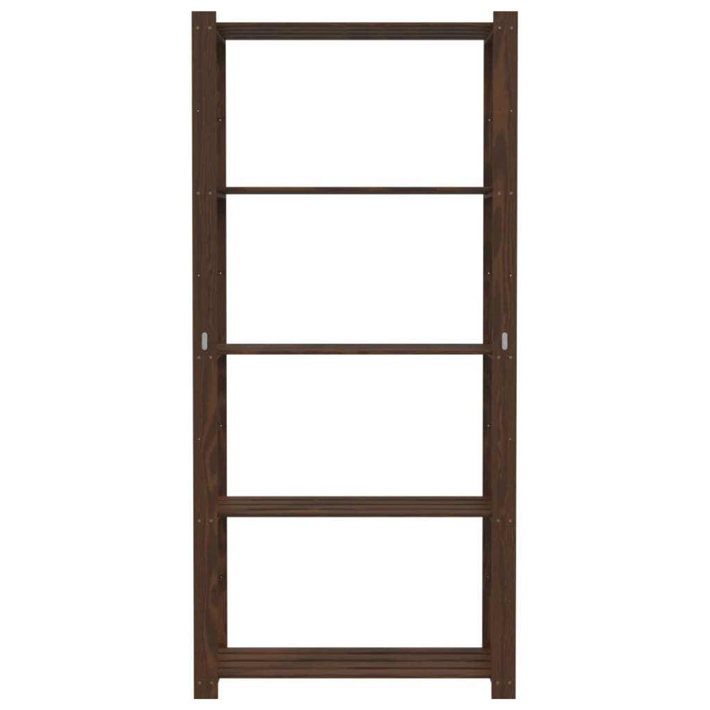 5-Tier Storage Rack Brown 80x38x170 cm Solid Wood Pine