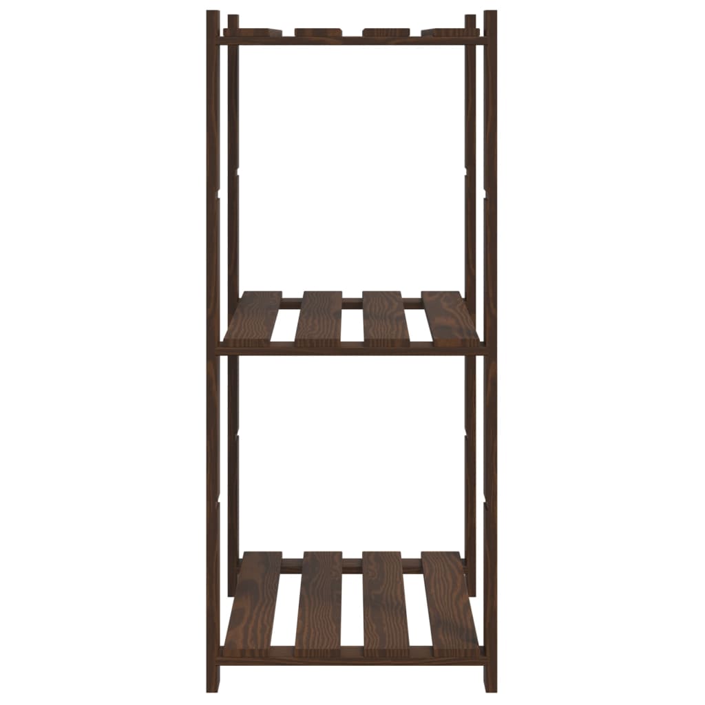 3-Tier Storage Rack Brown 60x38x90 cm Solid Wood Pine